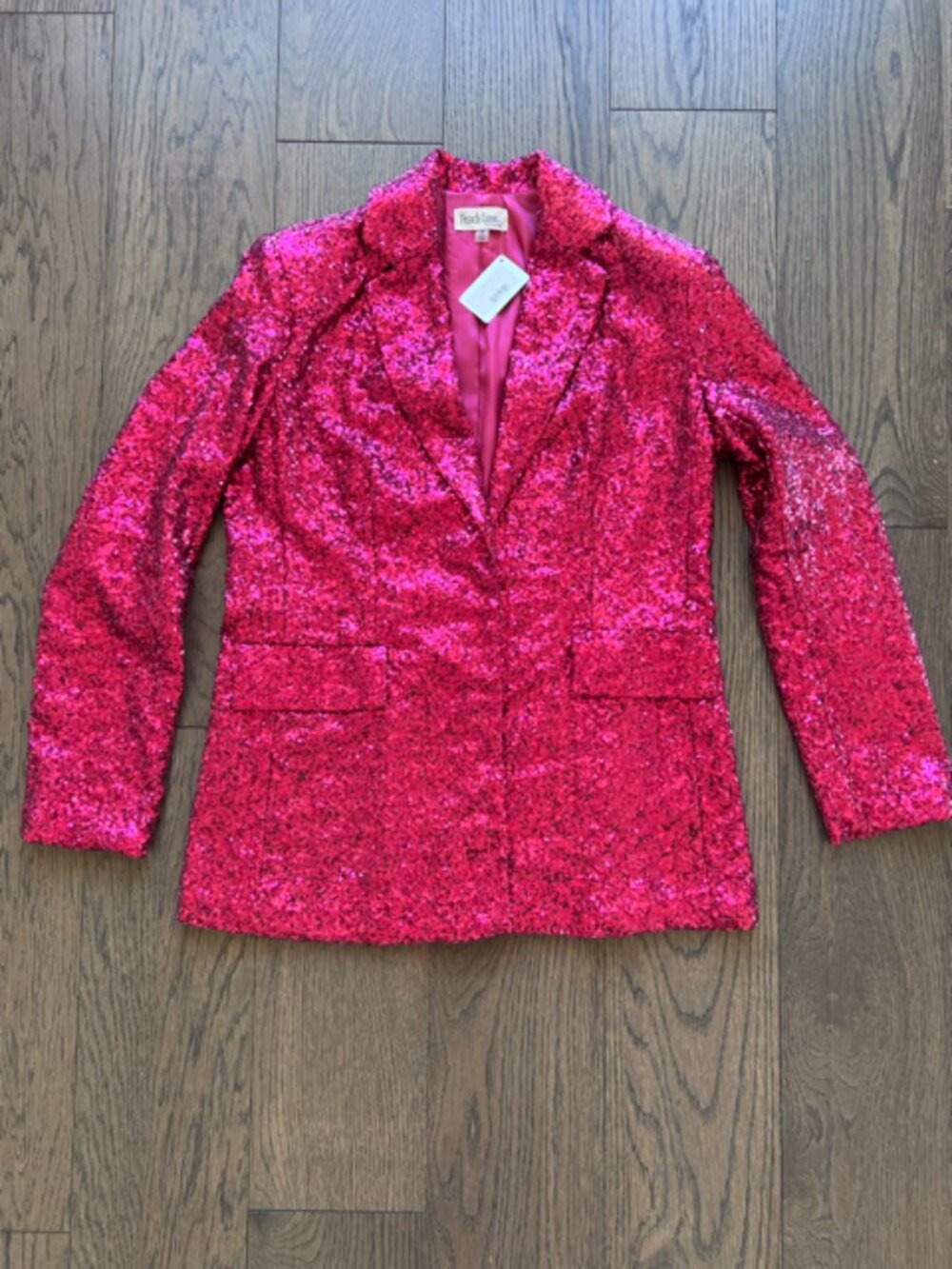 Peach Love California Hot Pink Sequin Blazer NWT Size Small